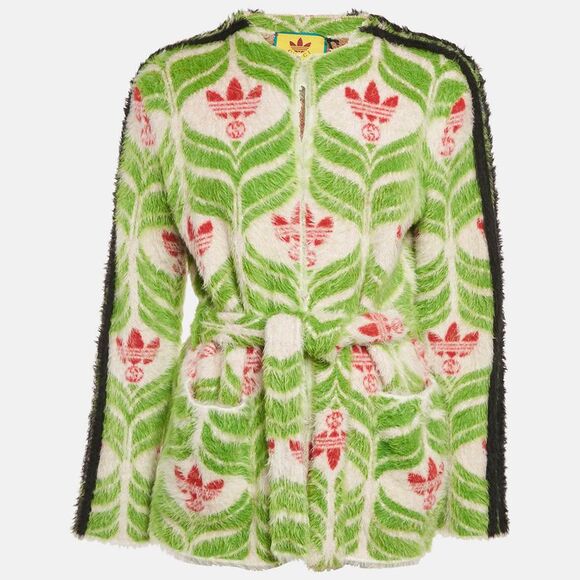 Gucci Sweaters - Gucci X Adidas Green Monogram Textured Knit Cardigan Xs